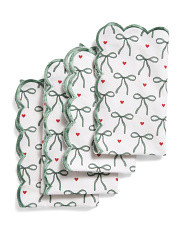Set Of 4 Bows And Hearts Scalloped Embroidered Napkins | Entertaining | Marshalls | Marshalls