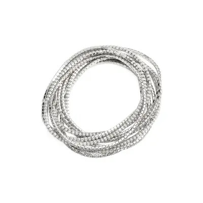 Nordstrom Set of 10 Crystal Stretch Bracelets in Blush- Gold at Nordstrom | Nordstrom