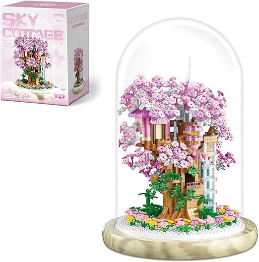 Cherry Blossom Bonsai Tree House Building Flowers Set for Adults, 1382 Pcs Micro-Particle Ideas S... | Amazon (US)