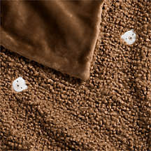 Cuddle Brown Sherpa Bear Face Embroidered Baby Stroller Blanket + Reviews | Crate & Kids | Crate & Barrel