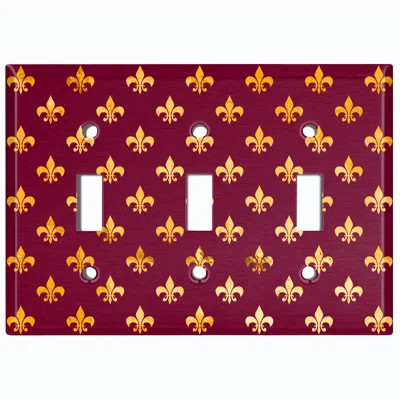 Metal Light Switch Plate Outlet Cover (Damask Yellow Fleur De Lis Maroon Red - Single Toggle) | Wayfair North America