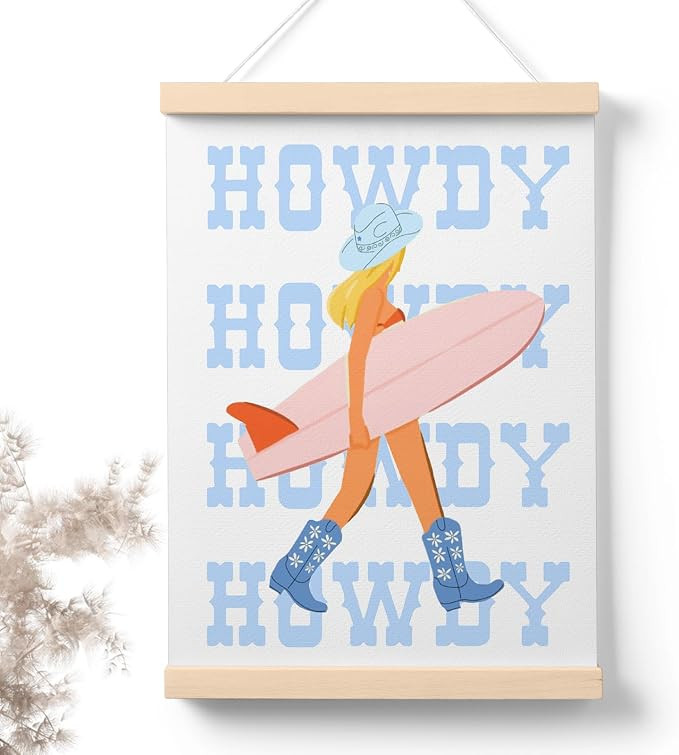 PaJiaNi Coastal Cowgirl Room Poster Decor, Pool House Decor, Summer Ocean Surf Up Wall Art for Be... | Amazon (US)