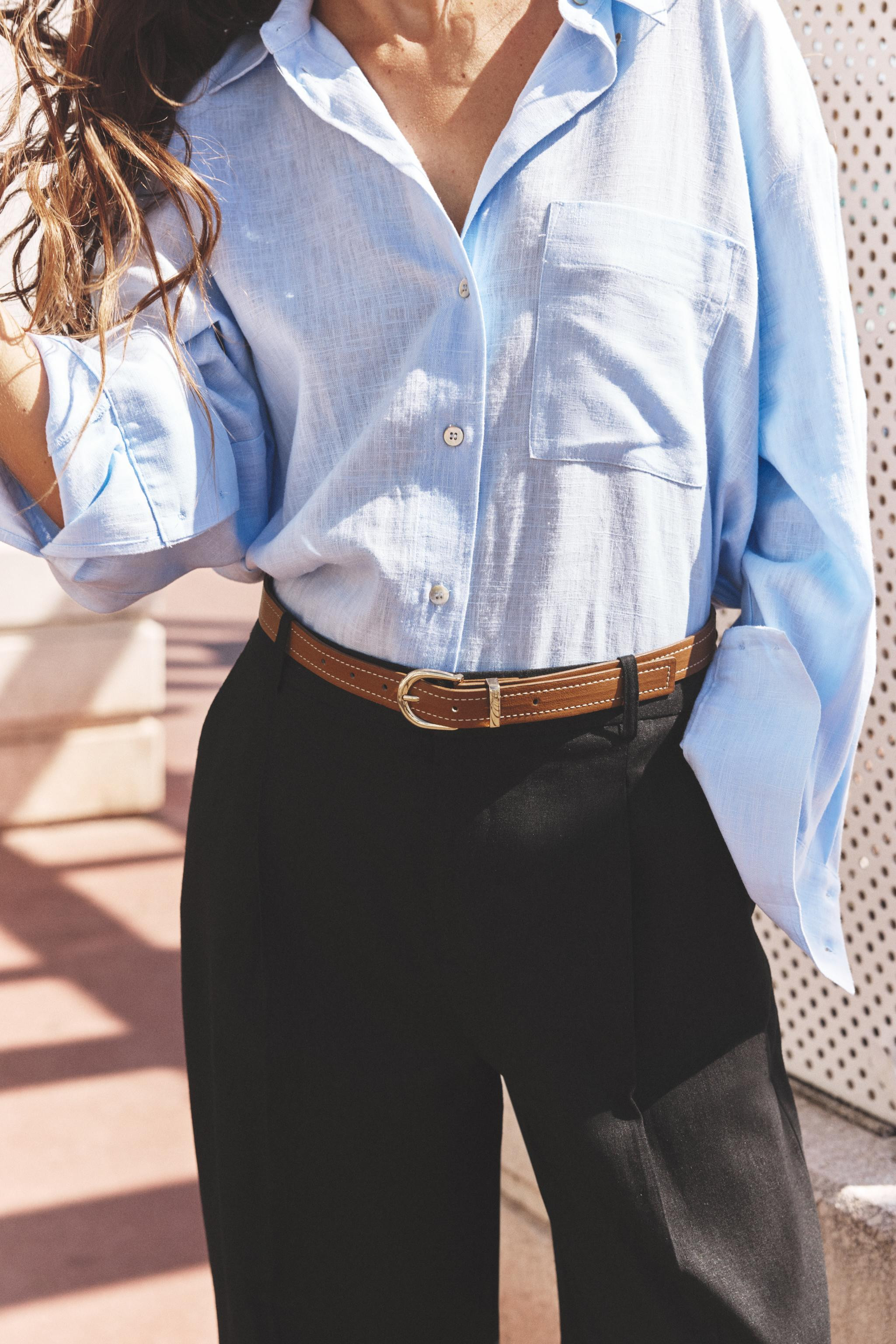 LINEN STRAIGHT LEG PANTS WITH BELT | Zara US