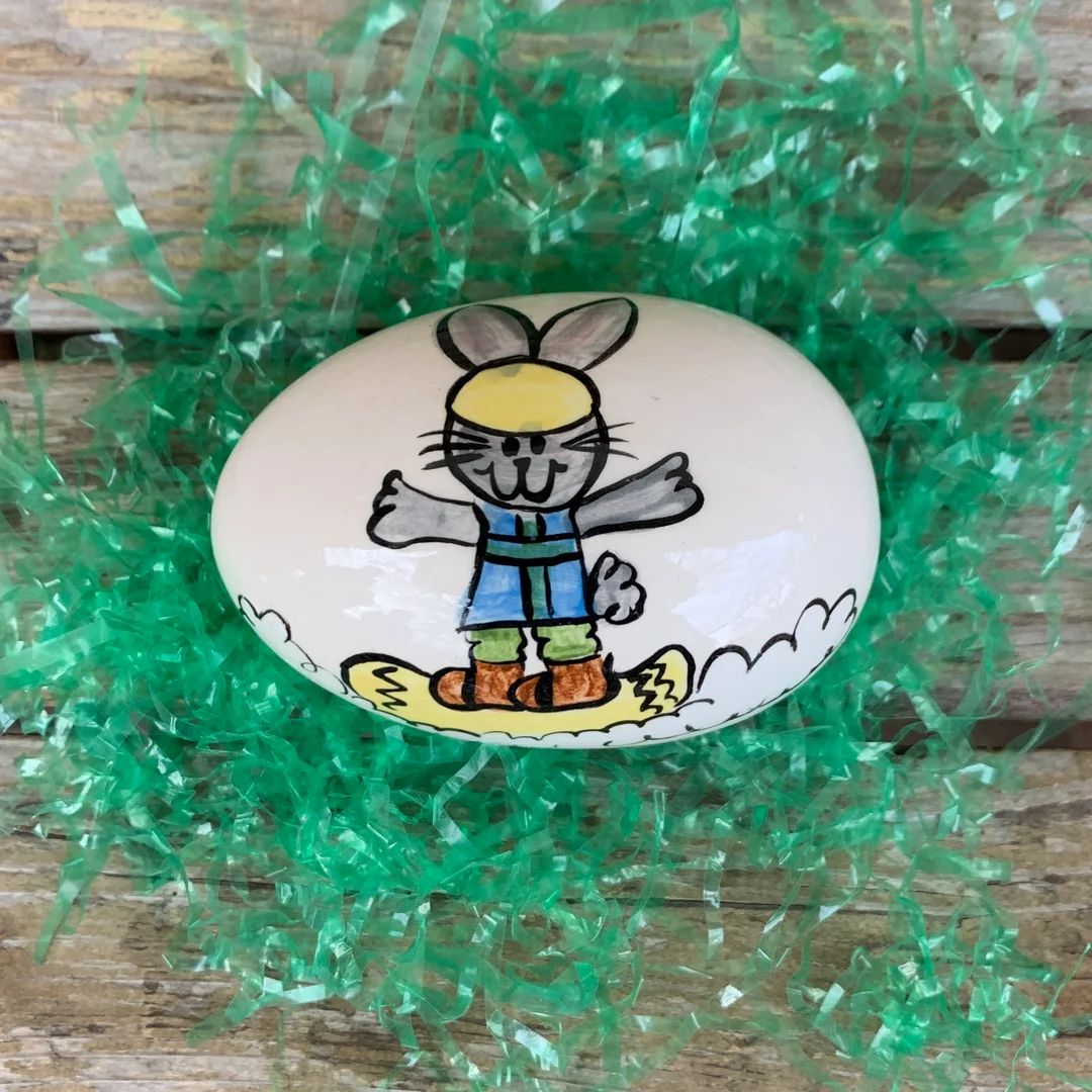 Snowboard Bunny Egg - Personalized Ceramic Easter Egg | Etsy (US)
