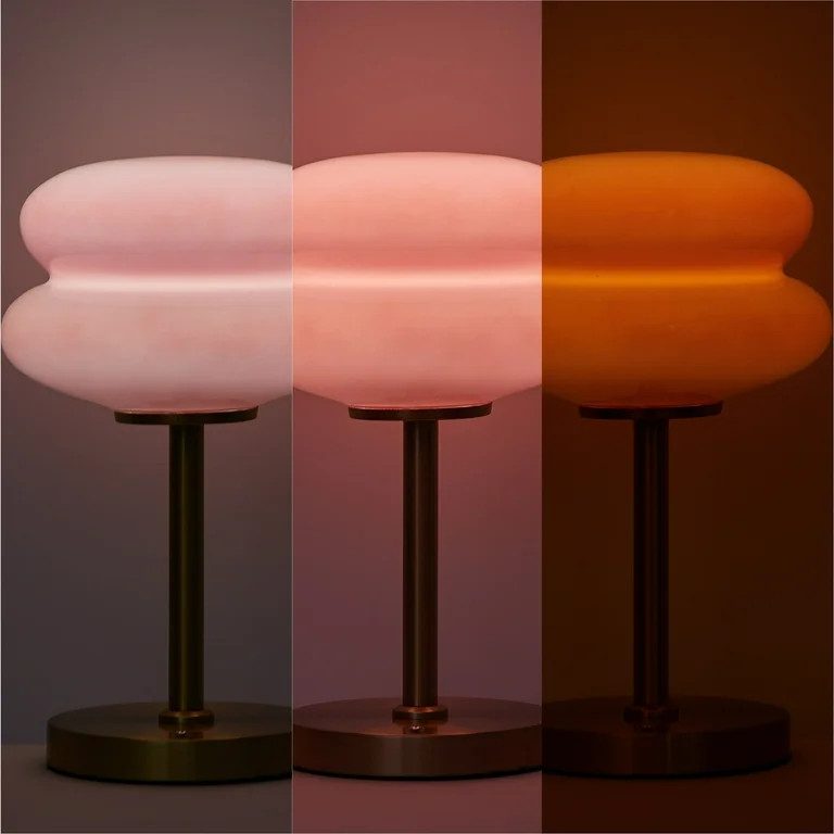 Mainstays Pink Double Bubble Glass Table Lamp, 12.4" H | Walmart (US)
