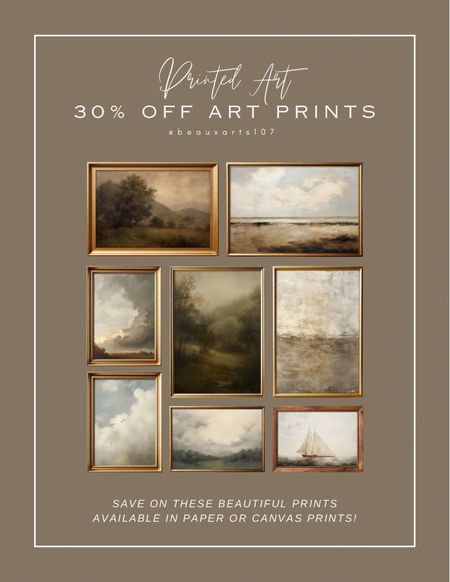 Save 30% off these beautiful art prints for a really great deal!! Comes in paper or canvas prints

#LTKHome #LTKSaleAlert #LTKFindsUnder100