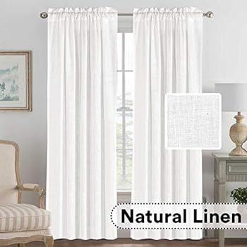 H.VERSAILTEX 52 - Inch Width by 96 - Inch Length Linen White Curtains Light Filtering Draperies f... | Amazon (US)