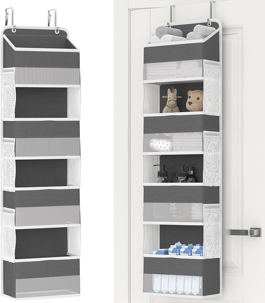 Fixwal Over The Door Hanging Pantry 4-Shelf Storage Organizer Room with 6 Mesh Side Pockets for B... | Amazon (US)