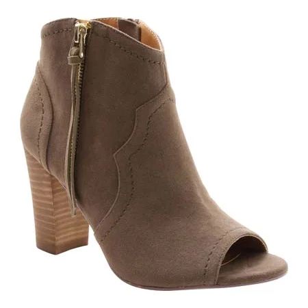 Womens Barron Open Toe Western Booties, Taupe | Walmart (US)