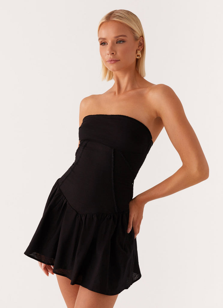 Larnie Linen Mini Dress - Black | Peppermayo (Global)