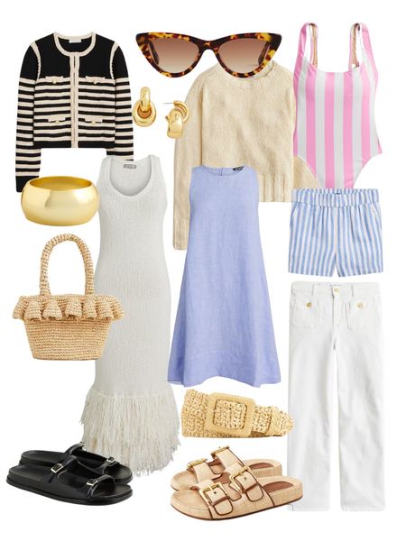 New spring/summer jcrew arrivals (stripe swim, linen dresses, lady jackets, gold jewelry, sandals and more) 

#LTKstyletip