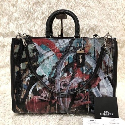 COACH Coach X Mint + Serf Rogue 39 Shoulder Satchel CD703 Graffiti Print Black | eBay US