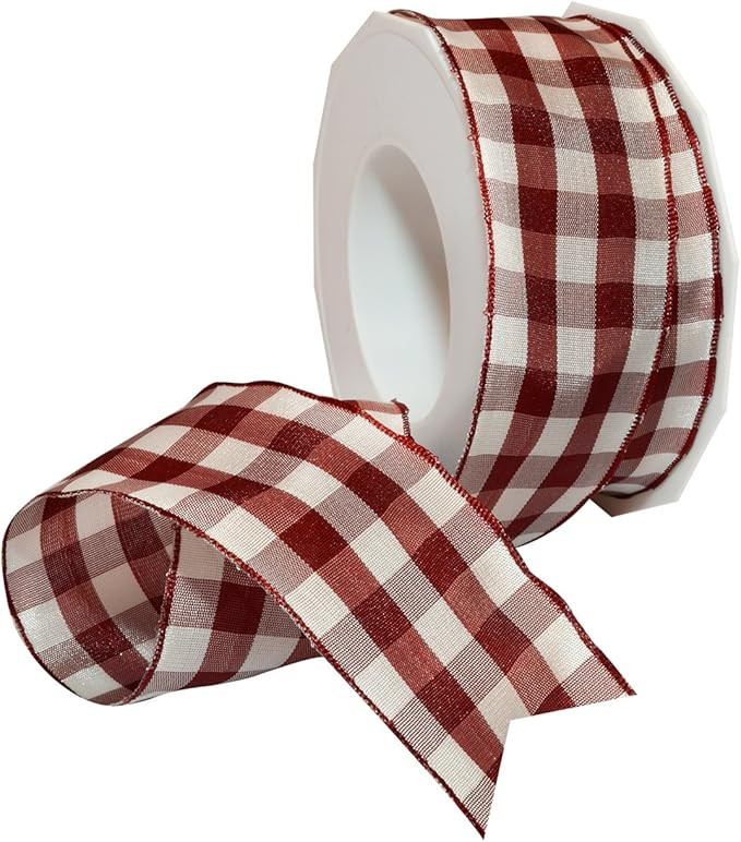 Morex Ribbon Karo Wired Ribbon, 1-1/2" by 22 yd, Burgundy | Amazon (US)