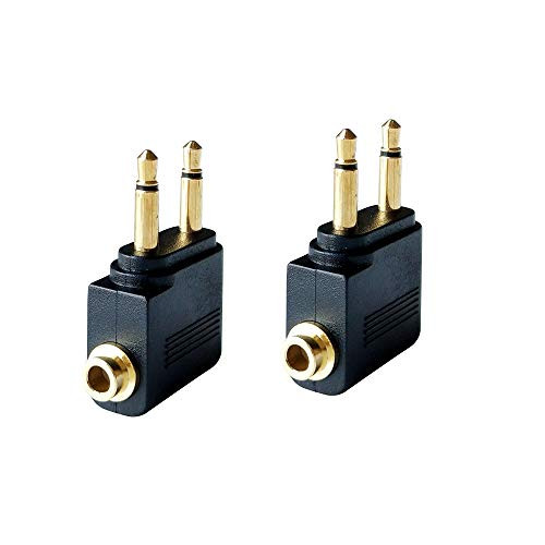 Posdou Dual 3.5mm Male to 3.5mm Female Airplane Headphone Adapter Gold Plated (2 Pack) | Amazon (US)