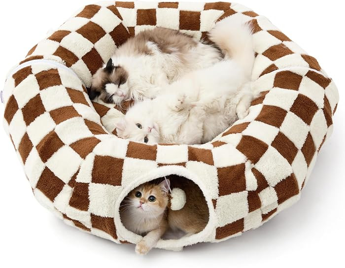 Lesure Large Cat Tunnel Bed - Cute Donut Bed for Indoor Cats with Washable Circle Cushion, Round ... | Amazon (US)