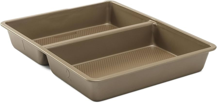 GoodCook 11x14-Inch Nonstick Divided Baking Pan – 2-in-1 Textured Oblong Scratch-Resistant Carb... | Amazon (US)