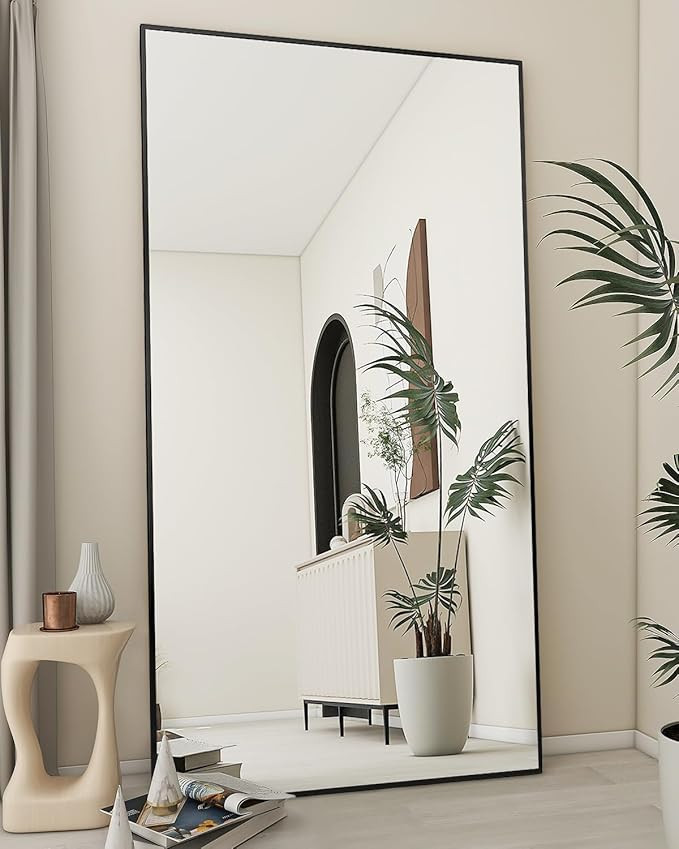Koonmi Large Mirror Full Length 34"x76", Floor Body Mirror with Stand, Metal Frame Wall-Mounted V... | Amazon (US)