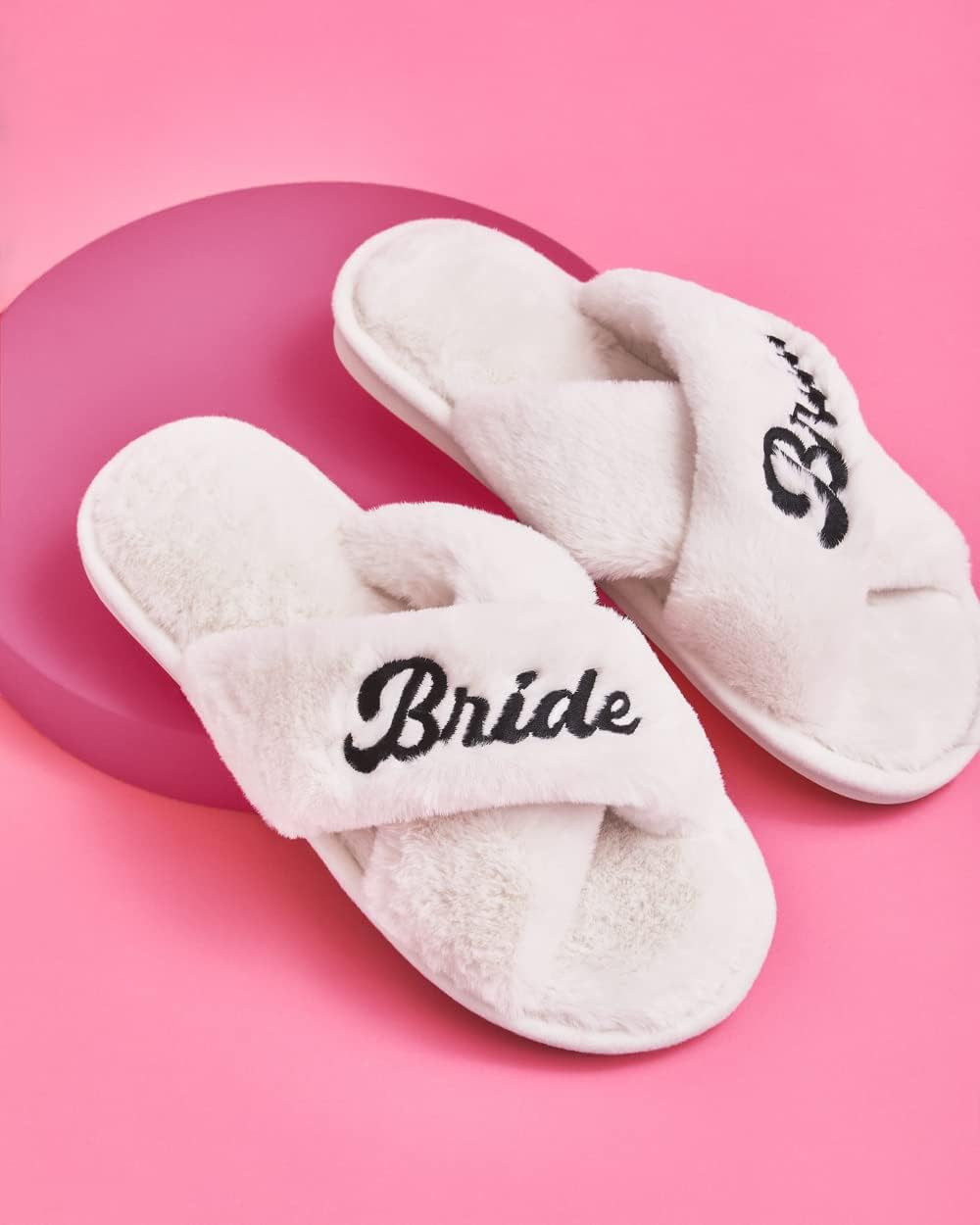 xo, Fetti Bride Slippers, White Fur | Bachelorette Party Decorations, Wedding Day Sandals, Brides... | Amazon (US)