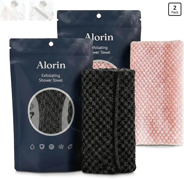 2Pcs Alorin Exfoliating Shower Towel,Skin Washcloth Silver Bath Loofah Premium Scrub Wash Cloth B... | Amazon (US)