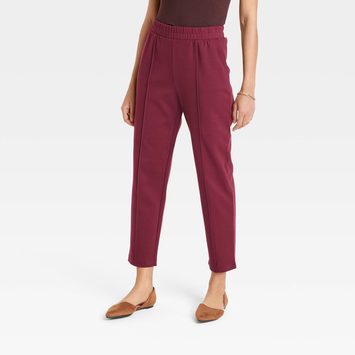 Women's High-Rise Regular Fit Tapered Ankle Knit Pants - A New Day™ | Target