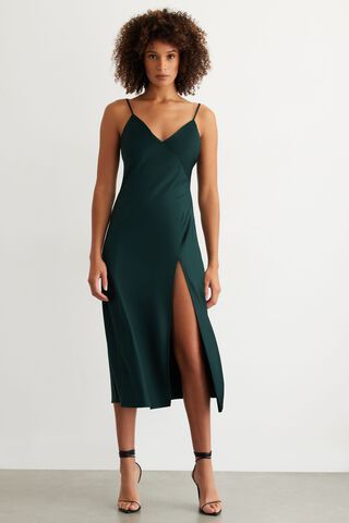 V-Neck Midi Slip Dress | Dynamite Clothing