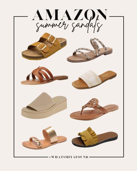 Summer sandals from Amazon! Trendy sandals, affordable sandals, slide sandals, platform sandals, wedge sandals, medallion sandals, embroidered sandals, embellished sandals, strappy sandals, buckle sandals,
Metallic sandals, Ruffled sandals, neutral sandals, brown sandals, gold sandals, mustard sandals, beige sandals, tan sandals, taupe sandals 

#LTKFindsUnder50 #LTKShoeCrush #LTKSeasonal