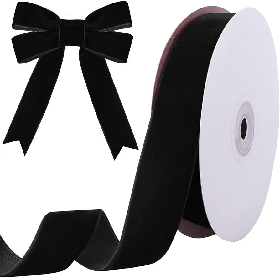 10 Yards Black Velvet Ribbon 1 Inch for Christmas Tree,Velvet Christmas Ribbon for Gift Wrapping ... | Amazon (US)