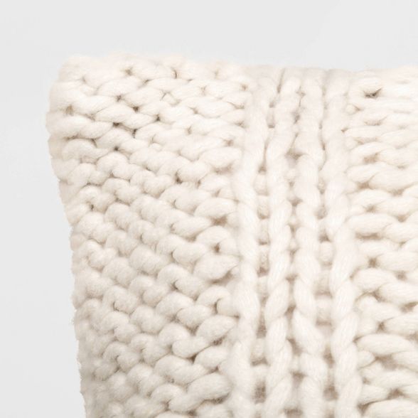 24"x24" Holiday Oversized Chunky Cable Knit Square Throw Pillow - Threshold™ | Target
