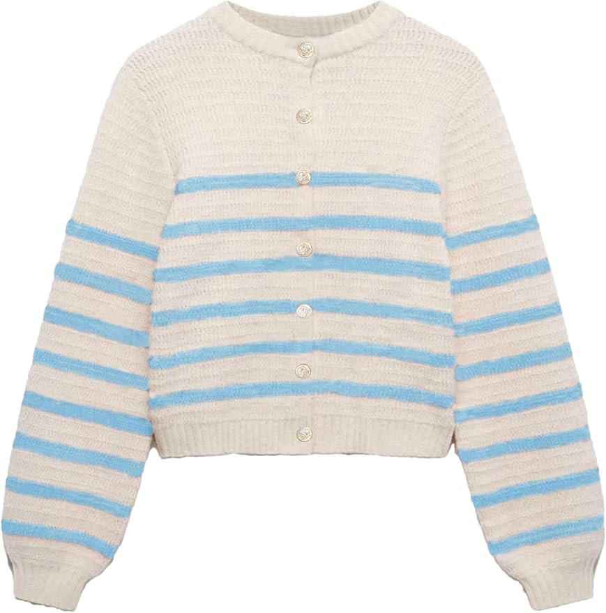 Womens Cardigan Sweaters Cropped Long Sleeve Button Knit Sweater Outerwear Casual Fall Trendy Jac... | Amazon (US)