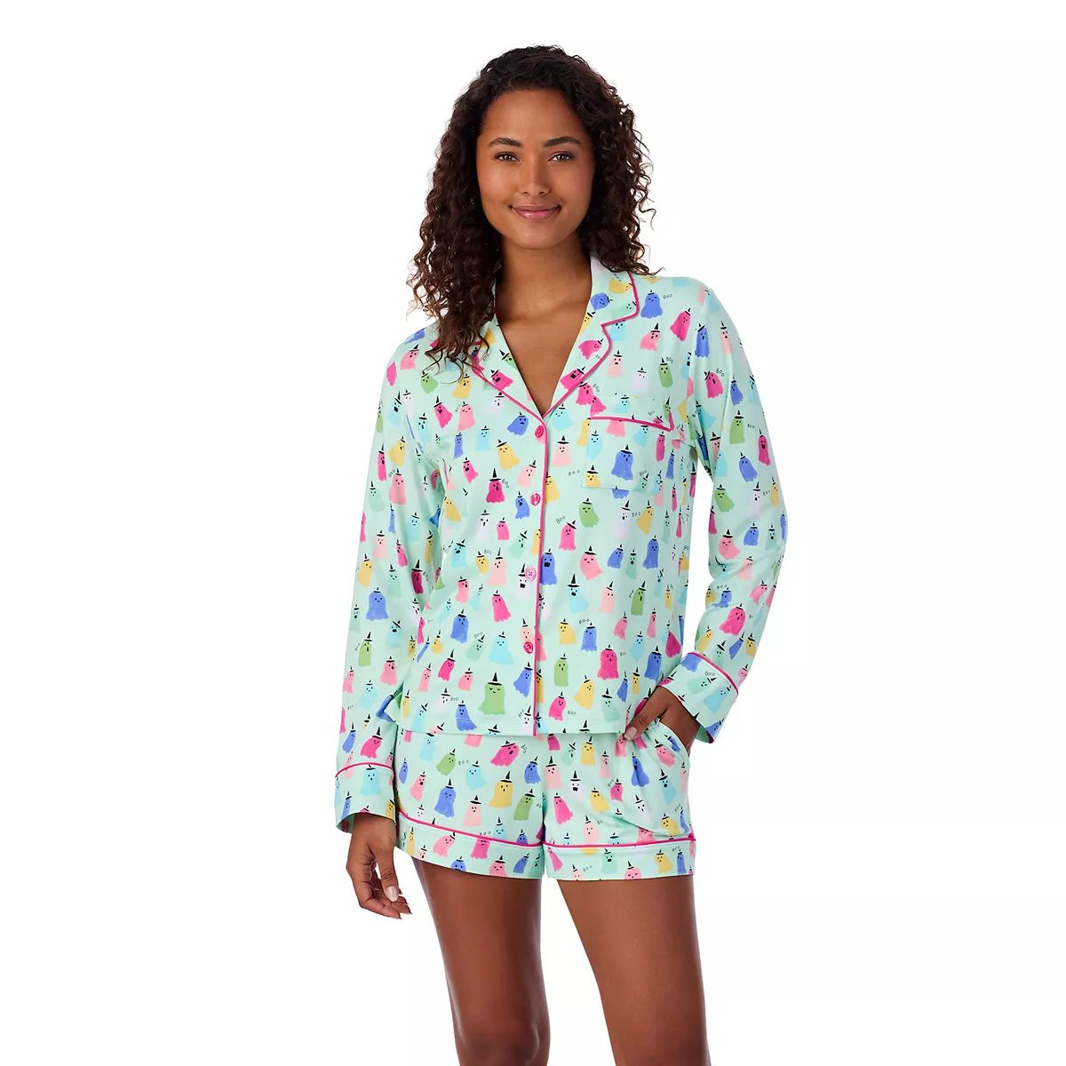 Women's Beauty Sleep Social Sally Halloween Long Sleeve Top & Shorts Pajama Set | Kohl's