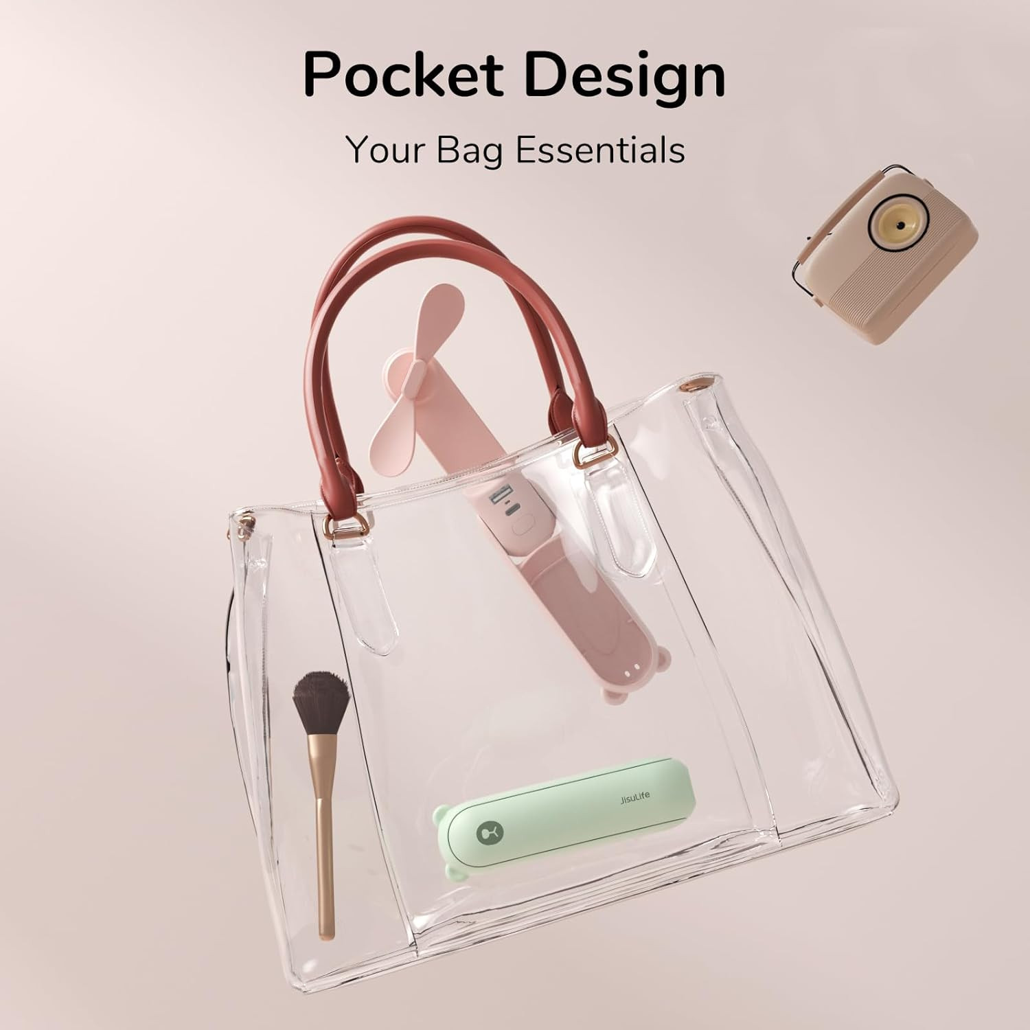 JISULIFE Handheld Mini Fan, 3 IN 1 USB Rechargeable Portable Fan [12-19 Working Hours] with Power... | Amazon (US)