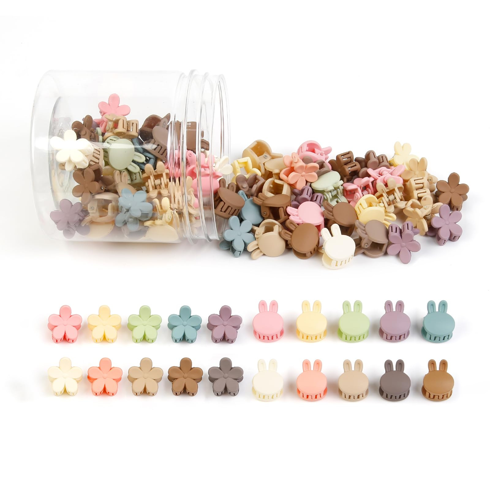 100Pcs Colorful Mini Flower Hair Clips Set, TEBIEKOY Small Hair Clips Mini Hair Claw Clip Bunny E... | Amazon (US)