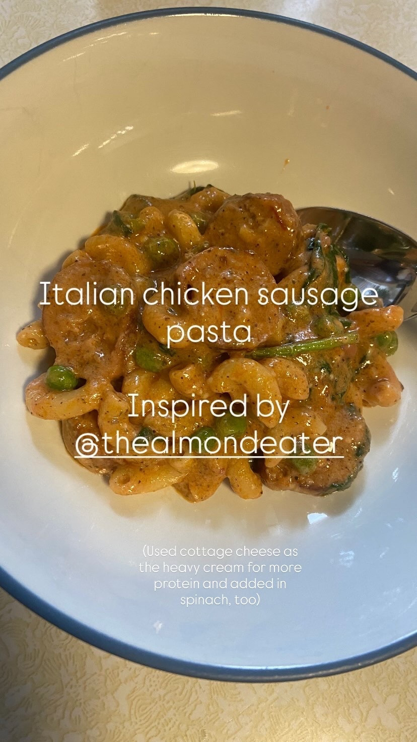 Recipe Ideas - Italian chicken sausage pasta, found on The Almond Eaters website

- I followed the recipe except for adding spinach and blending cottage cheese, ricotta cheese, and tomato sauce to make the sauce 

#pasta #chickensausge #familydinner #recipe

#LTKKids #LTKFamily
