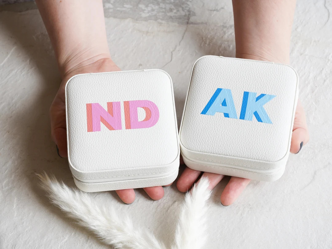 Shadow Monogram Travel Jewelry Case - Etsy | Etsy (US)