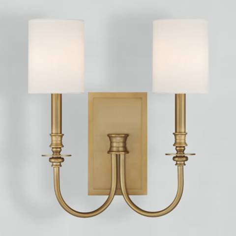 Crystorama Lloyd 16" High Aged Brass 2-Light Wall Sconce | Lamps Plus