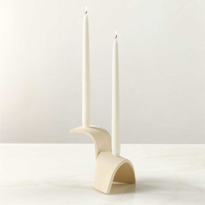 Laze Cream Ceramic Candelabra | CB2 | CB2