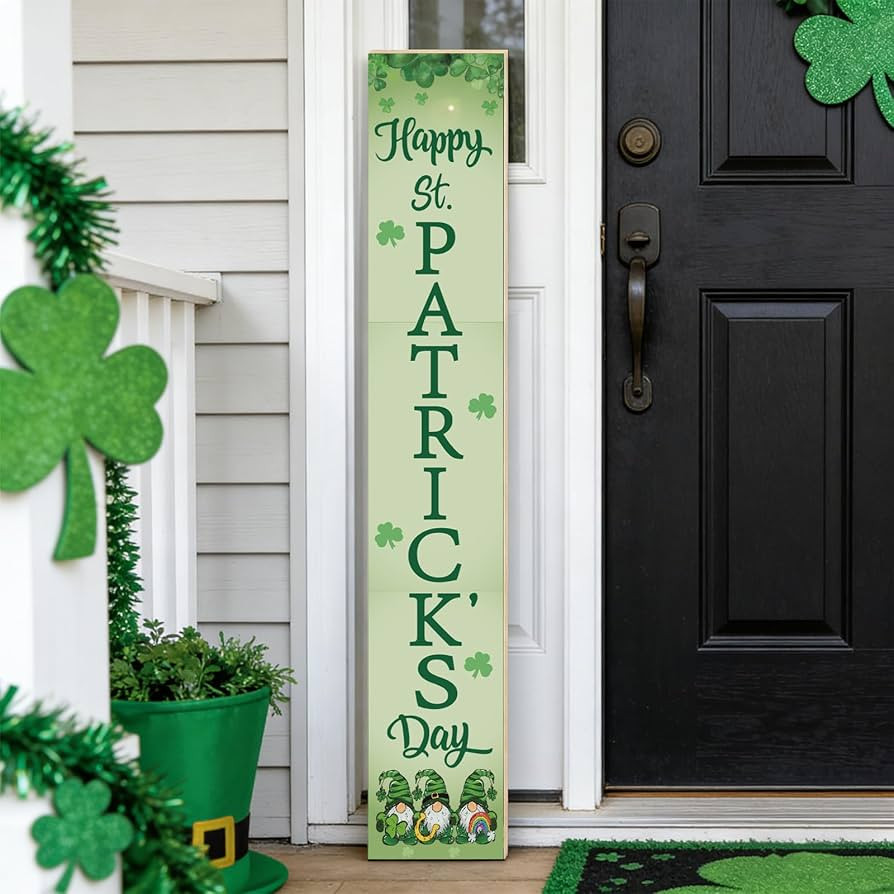 St Patricks Day Porch Decor St Patricks Day Porch Sign Shamrocks Gnomes Outdoor Decorations Welco... | Amazon (US)