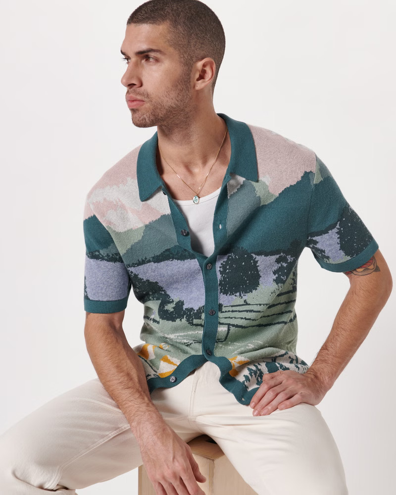 Scenic Button-Through Sweater Polo | Abercrombie & Fitch (US)