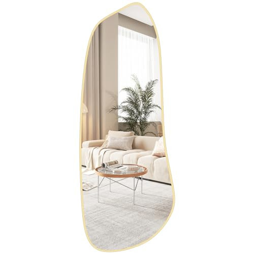 WallBeyond Irregular Wall Mirror, Asymmetrical Mirror Wall Mounted with Gold Framed for Living Room, Bathroom, Bedroom, Entryway Wall Decor, 46"×18", Gold | Amazon (US)