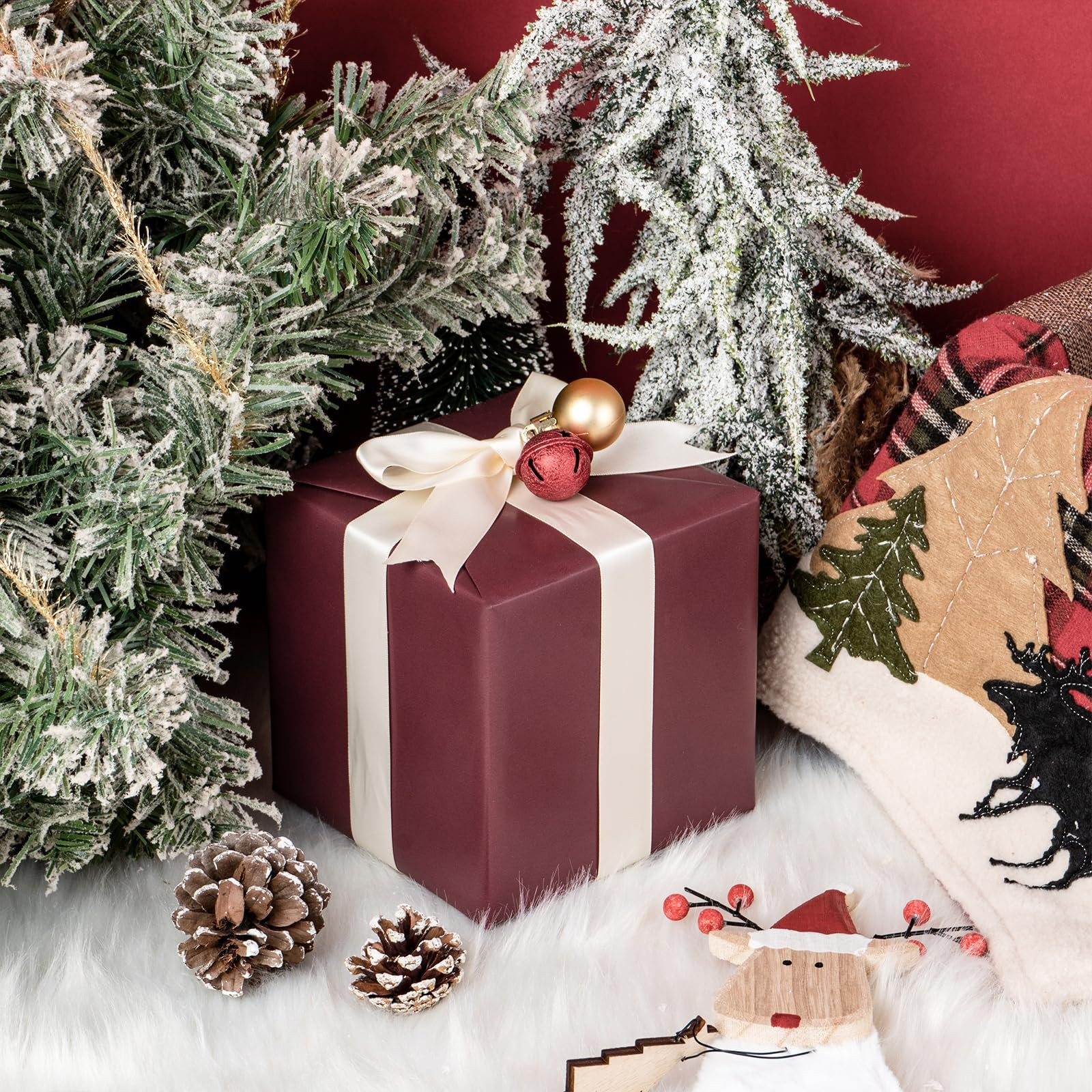 RUSPEPA Wine Red Wrapping Paper Solid Color- Mini Roll - for Christmas, Wedding, Birthday, Shower... | Amazon (US)