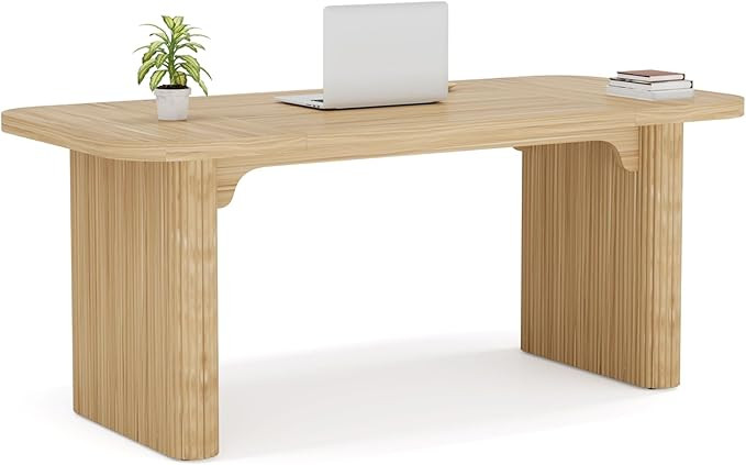 LITTLE TREE 62-Inch Home Office Computer Desk, Large Writing Desk with Textured Double Base, 5 ft... | Amazon (US)
