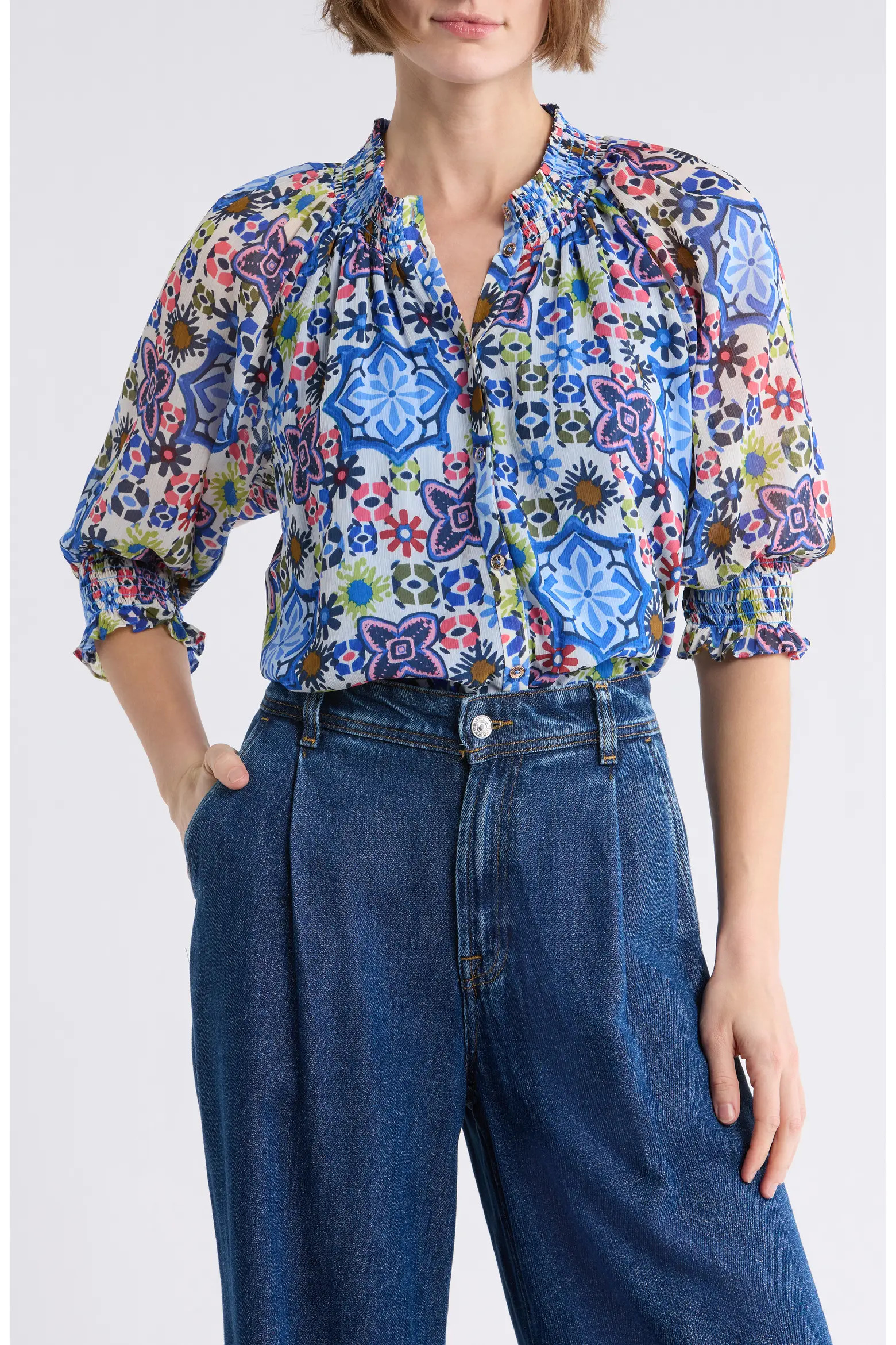 Mai Smocked Button Front Top (Women) | Nordstromrack | Nordstrom Rack