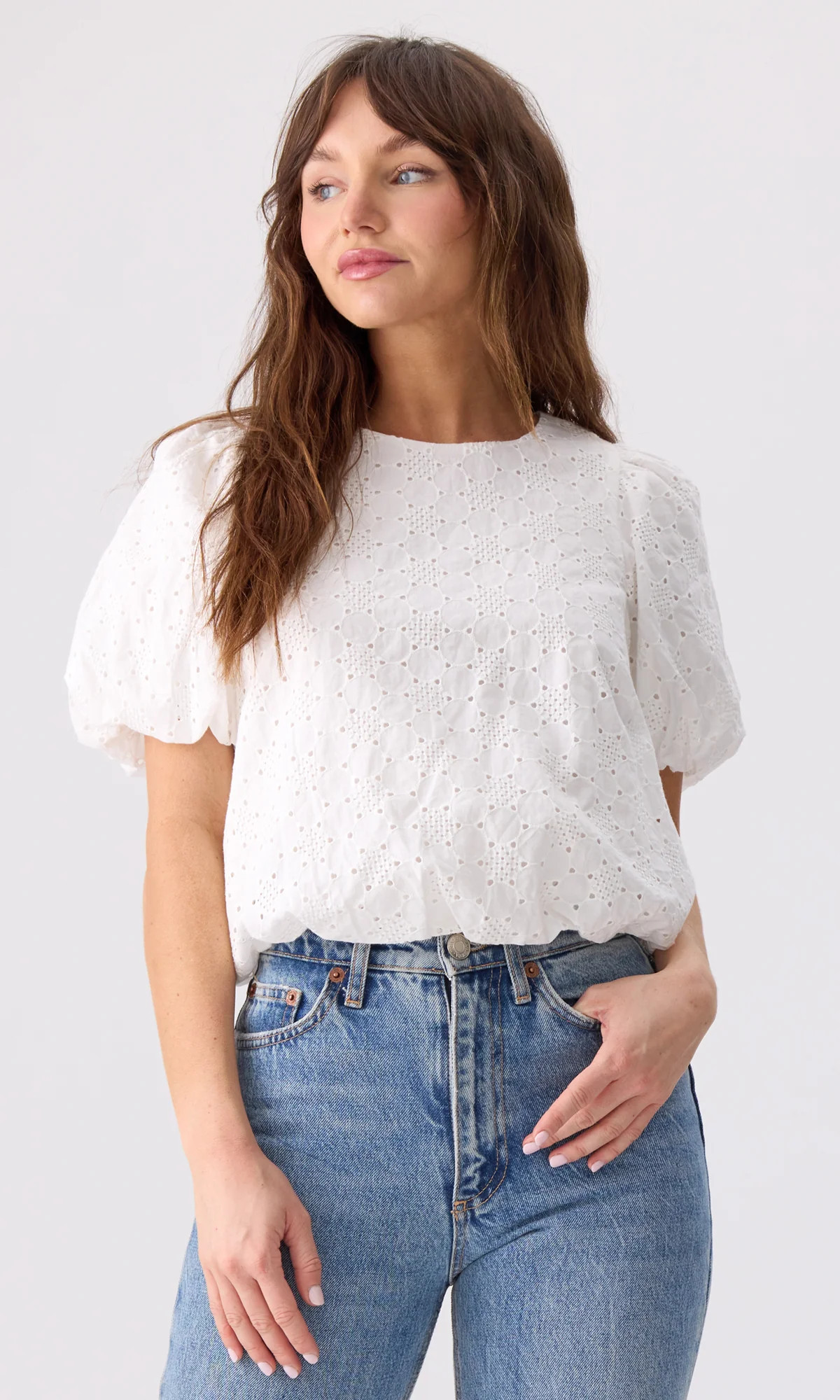 Lisette Eyelet Cotton Blouse S / WHITE | Greylin Collection | Women's Luxury Fashion Clothing 