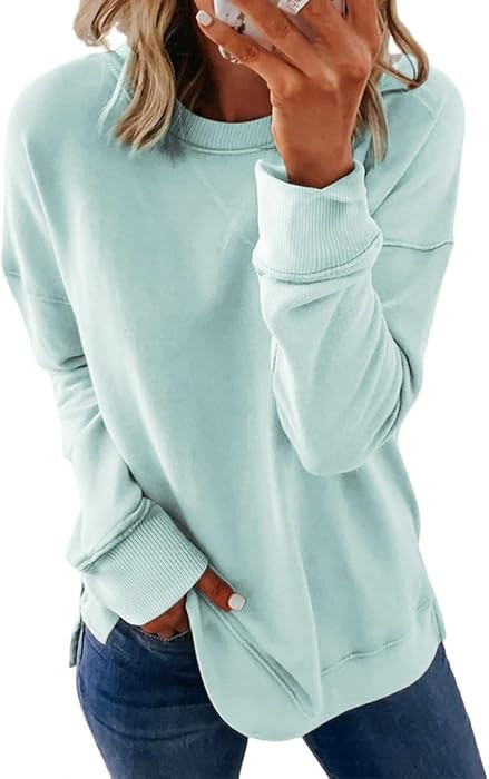Dokotoo Women's Casual Crew Neck Sweatshirt Loose Soft Long Sleeve Pullover Tops | Amazon (US)