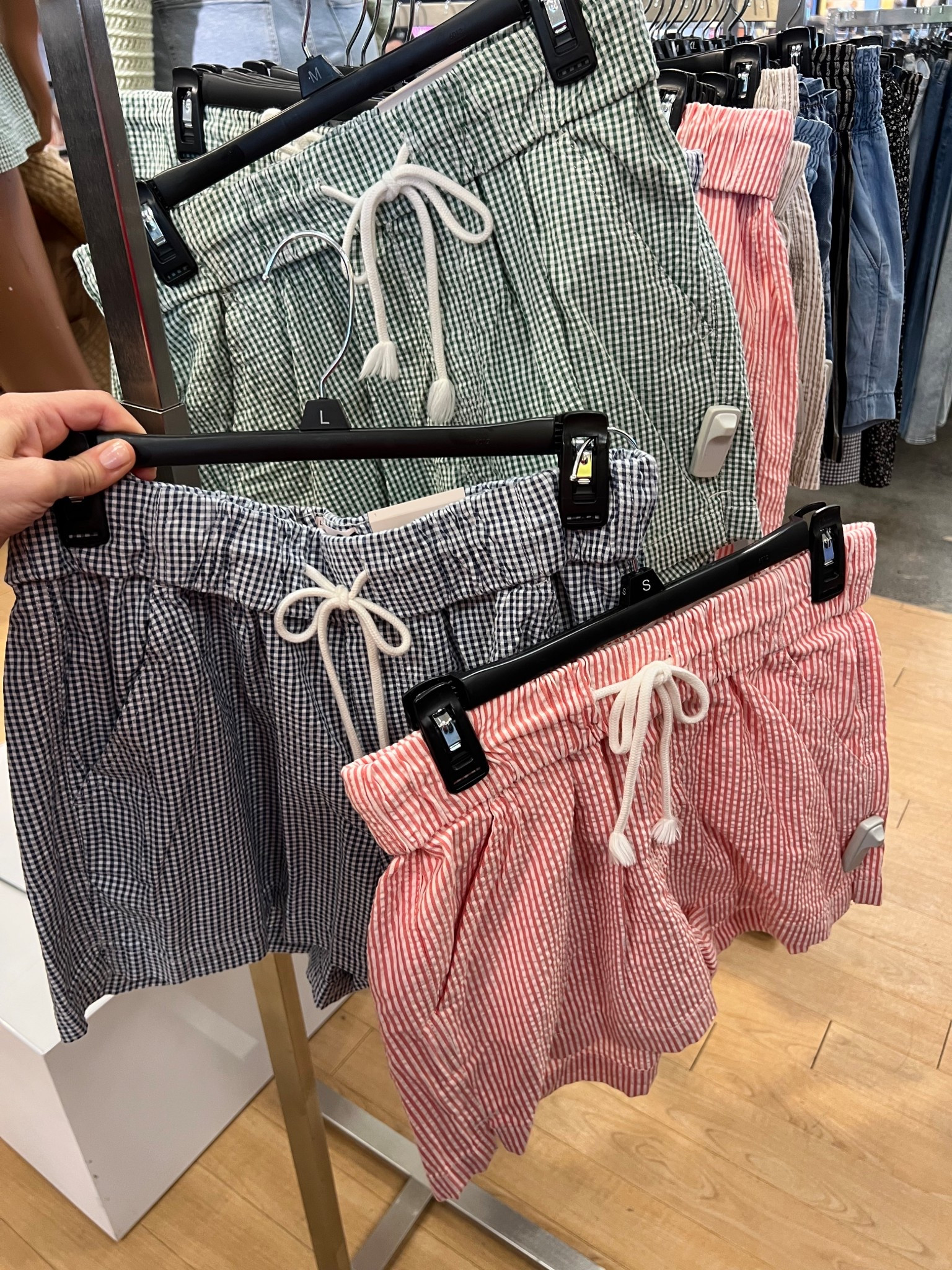 Cotton seersucker shorts at Kohl’s under $20, juniors (I’d go up a size). 
