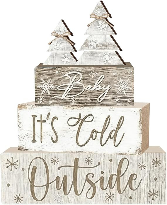 4 Pcs Christmas Decorations Indoor - Christmas Tree Table Decoration for Home - Wooden Centerpiec... | Amazon (US)