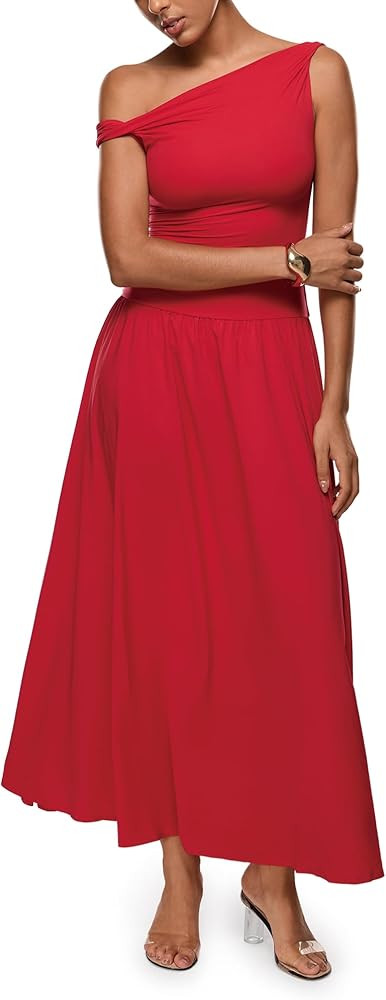 INLYRIC Women's Off The Shoulder Maxi Dresses Versatile Elegant Formal Wedding Guest Cocktail Fal... | Amazon (US)