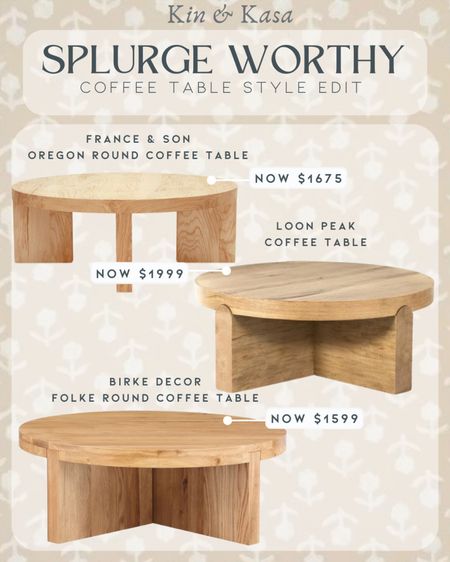 Shop now! These splurge worthy round coffee tables are definitely on trend right now for the home. I’ve linked all three of them below check them out asap they’re selling out . Use the code: FALLCOLOR at Burk Decor for $400 off the Folke Round coffee table and there are only 4 left in stock for the loon peak coffee table at Wayfair so hurryyy🤎
#homedecor #roundcoffeetable #livingroom #woodfurniture 

#LTKstyletip #LTKhome #LTKsalealert