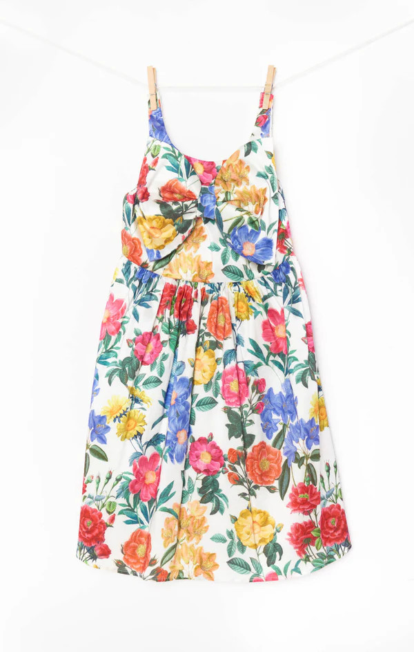 Bow Mini Dress ~ Charm Peony White Taffeta | Show Me Your Mumu