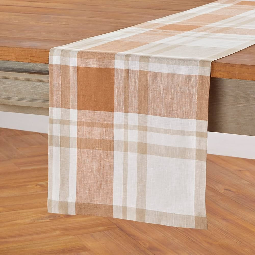 Solino Home Linen Plaid Table Runner 72 Inches Long - 100% Pure Linen Fall Harvest Table Runner 1... | Amazon (US)